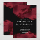 Faire-part de mariage d'aquarelle rouge romantique (Devant / Derrière)