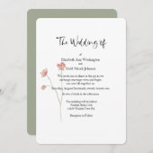 Faire-part de mariage d'aquarelle Sage et Blush (Devant / Derrière)