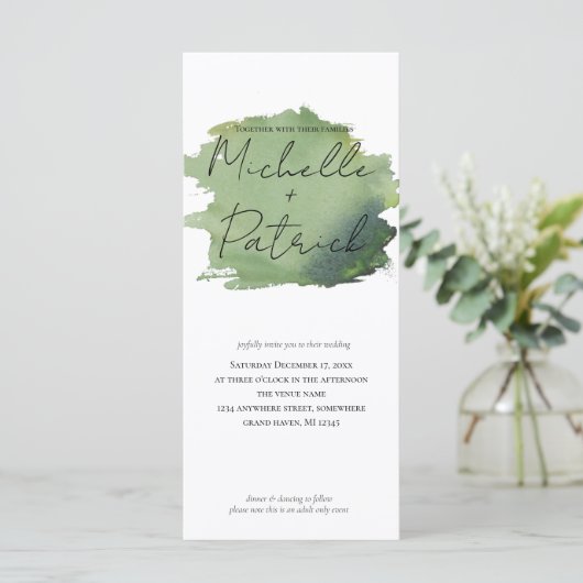 Faire-part de mariage d'aquarelle simple (Debout devant)