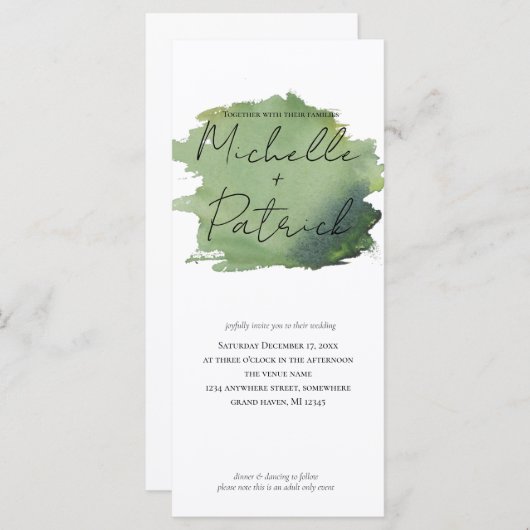 Faire-part de mariage d'aquarelle simple (Devant / Derrière)