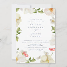 Faire-part de mariage d'aquarelle Spring Peony