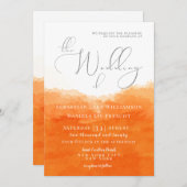 Faire-part de mariage d'aquarelle Tangerine (Devant / Derrière)
