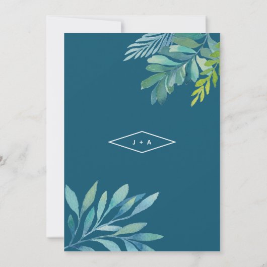 Faire-part de mariage d'aquarelle tropicale (Dos)