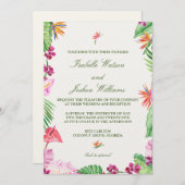 Faire-part de mariage d'aquarelle tropicale (Devant / Derrière)