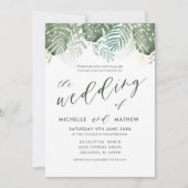 Faire-part de mariage d'aquarelle tropicale de des (Devant)