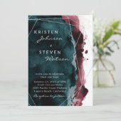 Faire-part de mariage d'aquarelle turquoise et bor (Debout devant)