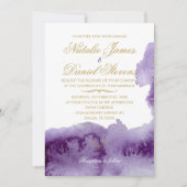 Faire-part de mariage d'aquarelle ultra violet (Devant)