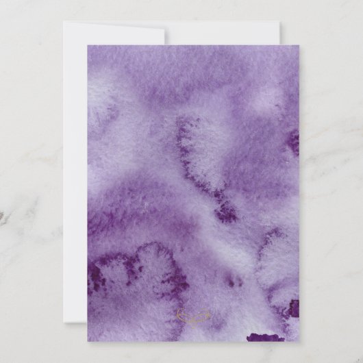 Faire-part de mariage d'aquarelle ultra violet (Dos)