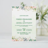 Faire-part de mariage d'aquarelle verte (Debout devant)