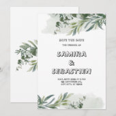 Faire-part de mariage d'aquarelle verte (Devant / Derrière)