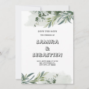 Faire-part de mariage d'aquarelle verte
