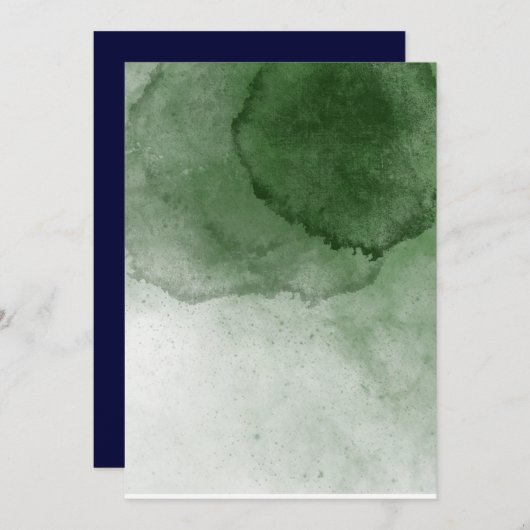 Faire-part de mariage d'aquarelle verte de la forê (Devant / Derrière)