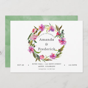 Faire-part de mariage d'aquarelle vintage Pink Peo