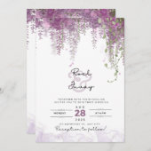 Faire-part de mariage d'aquarelle violet élégant (Devant / Derrière)