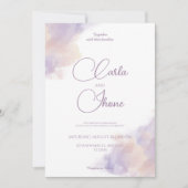 Faire-part de mariage d'aquarelle violette (Devant)