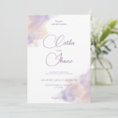 Faire-part de mariage d'aquarelle violette (Debout devant)