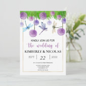 Faire-part de mariage d'aquarelle violette (Debout devant)