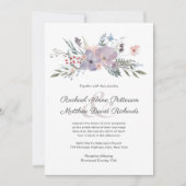 Faire-part de mariage d'aquarelle violette Meadow (Devant)