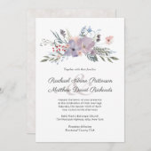 Faire-part de mariage d'aquarelle violette Meadow (Devant / Derrière)