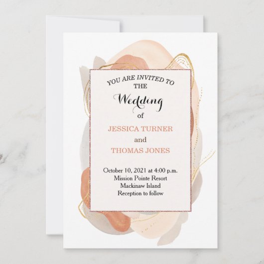 Faire-part de mariage d'aquarelle Wabi Sabi (Devant)