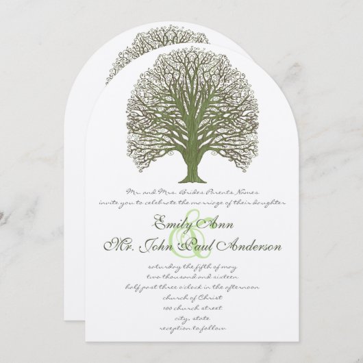 Faire-part de mariage d'arbre à bois vert (Devant / Derrière)
