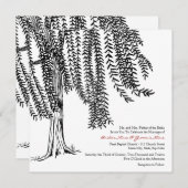 Faire-part de mariage d'arbre blanc et noir (Devant / Derrière)