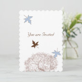 Faire-part de mariage d'arbre bleu et Brown (Debout devant)
