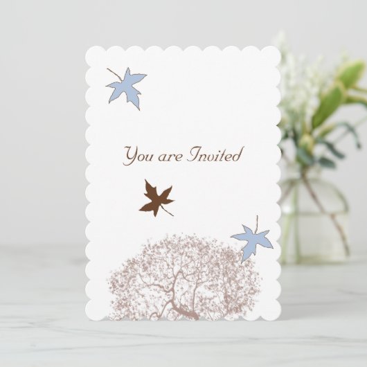 Faire-part de mariage d'arbre bleu et Brown (Debout devant)
