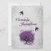 Faire-part de mariage d'arbre cardiaque mauve et a (Devant)