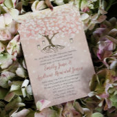 Faire-part de mariage d'arbre cardiaque rose et bl