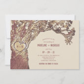 Faire-part de mariage d'arbre cardiaque sculpté ru (Devant)