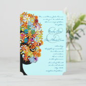 Faire-part de mariage d'arbre d'amour à fleurs mul (Debout devant)