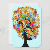 Faire-part de mariage d'arbre d'amour à fleurs mul (Dos)