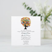 Faire-part de mariage d'arbre d'amour à fleurs mul (Debout devant)