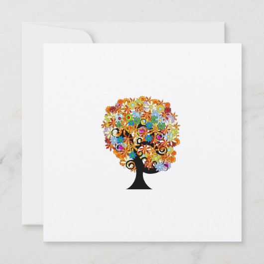 Faire-part de mariage d'arbre d'amour à fleurs mul (Dos)