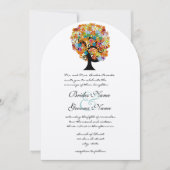 Faire-part de mariage d'arbre d'amour à fleurs mul (Devant)