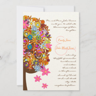 Faire-part de mariage d'arbre d'amour à fleurs mul