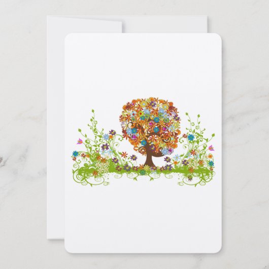 Faire-part de mariage d'arbre d'amour à fleurs tor (Dos)