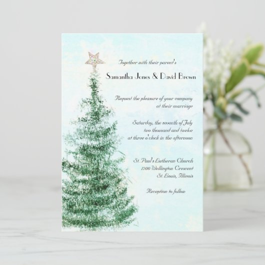 Faire-part de mariage d'arbre de Noël (Debout devant)