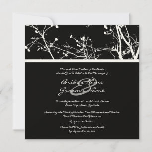 Faire-part de mariage d'arbre d'hiver noir et blan