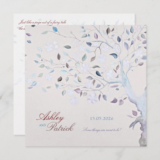 Faire-part de mariage d'arbre d'imaginaire (Devant / Derrière)