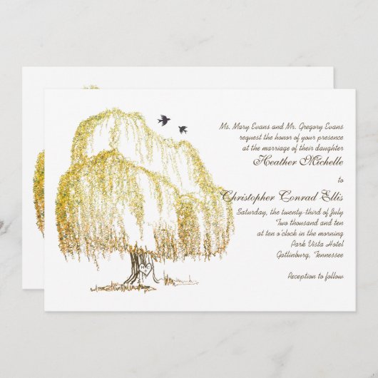 Faire-part de mariage d'arbre généalogique d'autom (Devant / Derrière)