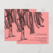 Faire-part de mariage d'arbre rose et noir (Devant / Derrière)