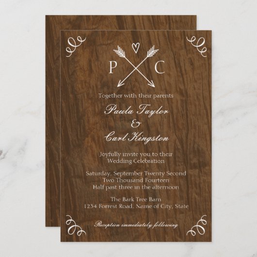 Faire-part de mariage d'arbre rustique (Devant / Derrière)