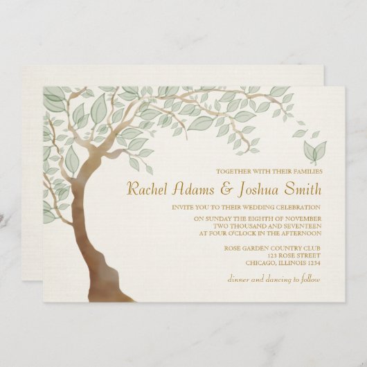 Faire-part de mariage d'arbre rustique (Devant / Derrière)