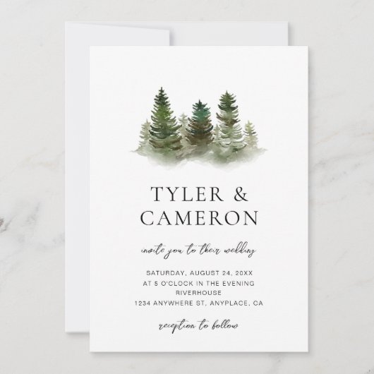 Faire-part de mariage d'arbre simple (Devant)