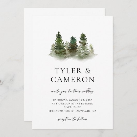 Faire-part de mariage d'arbre simple (Devant / Derrière)