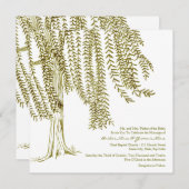 Faire-part de mariage d'arbre vert et blanc (Devant / Derrière)
