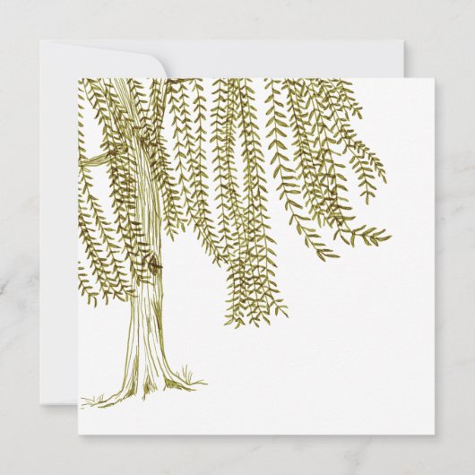 Faire-part de mariage d'arbre vert et blanc (Dos)