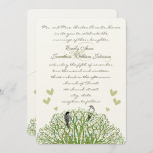 Faire-part de mariage d'arbre vert Inséparable déc